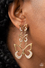 Load image into Gallery viewer, Paparazzi Flamboyant Flutter - Multi Rhinestone Gold Earring