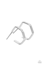Load image into Gallery viewer, Paparazzi Haute Hexagons - Silver Hoop Earring