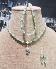 Load image into Gallery viewer, Green Aventurine Stone Necklace Set with Silver Plating Charm
