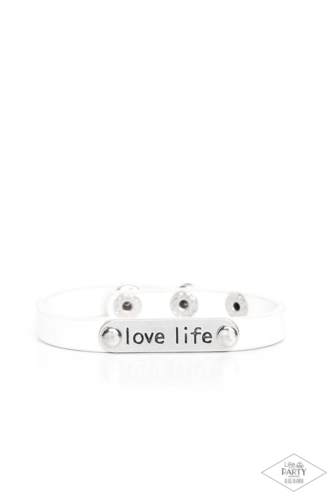 Paparazzi Love Life - White leather Bracelet