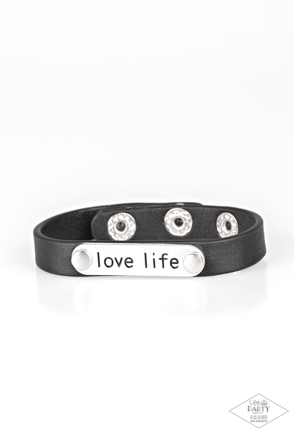 Love Life - Black Leather Bracelet Paparazzi