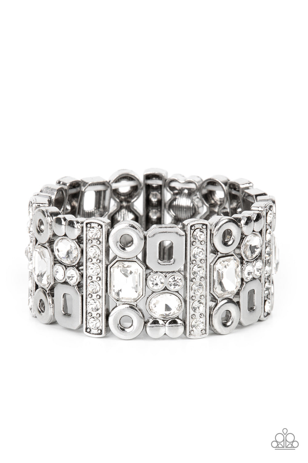 Dynamically Diverse - White Rhinestone Bracelet Paparazzi