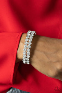 Megawatt Majesty - White Rhinestone Bracelet Paparazzi