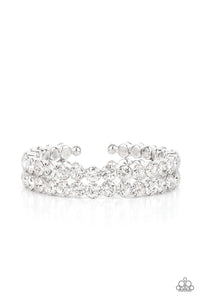 Megawatt Majesty - White Rhinestone Bracelet Paparazzi