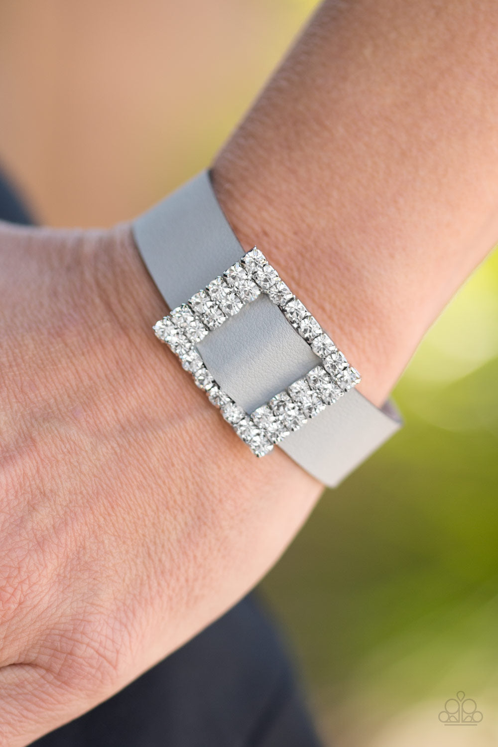 Diamond Diva - Silver Leather Bracelet Paparazzi