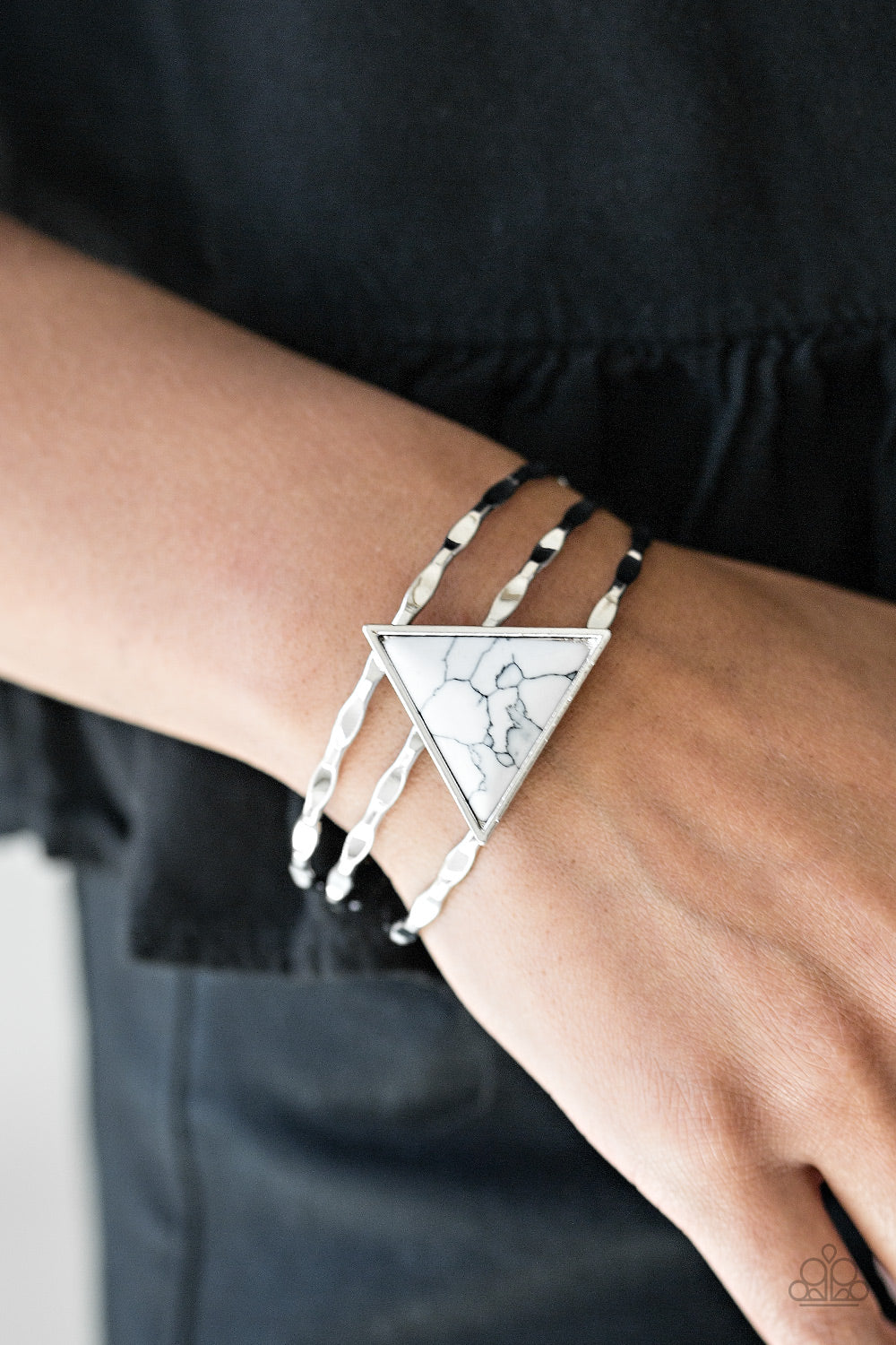 Put Up A FRONTIER - White Stone Bracelet Paparazzi