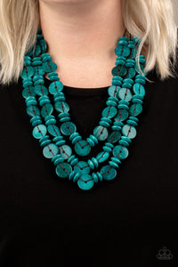 Barbados Bopper - Blue Wood Necklace Paparazzi