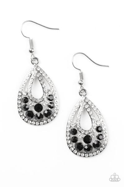 Sparkling Stardom - Black Earrings