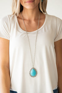 Full Frontier - Blue Turquoise Necklace Paparazzi