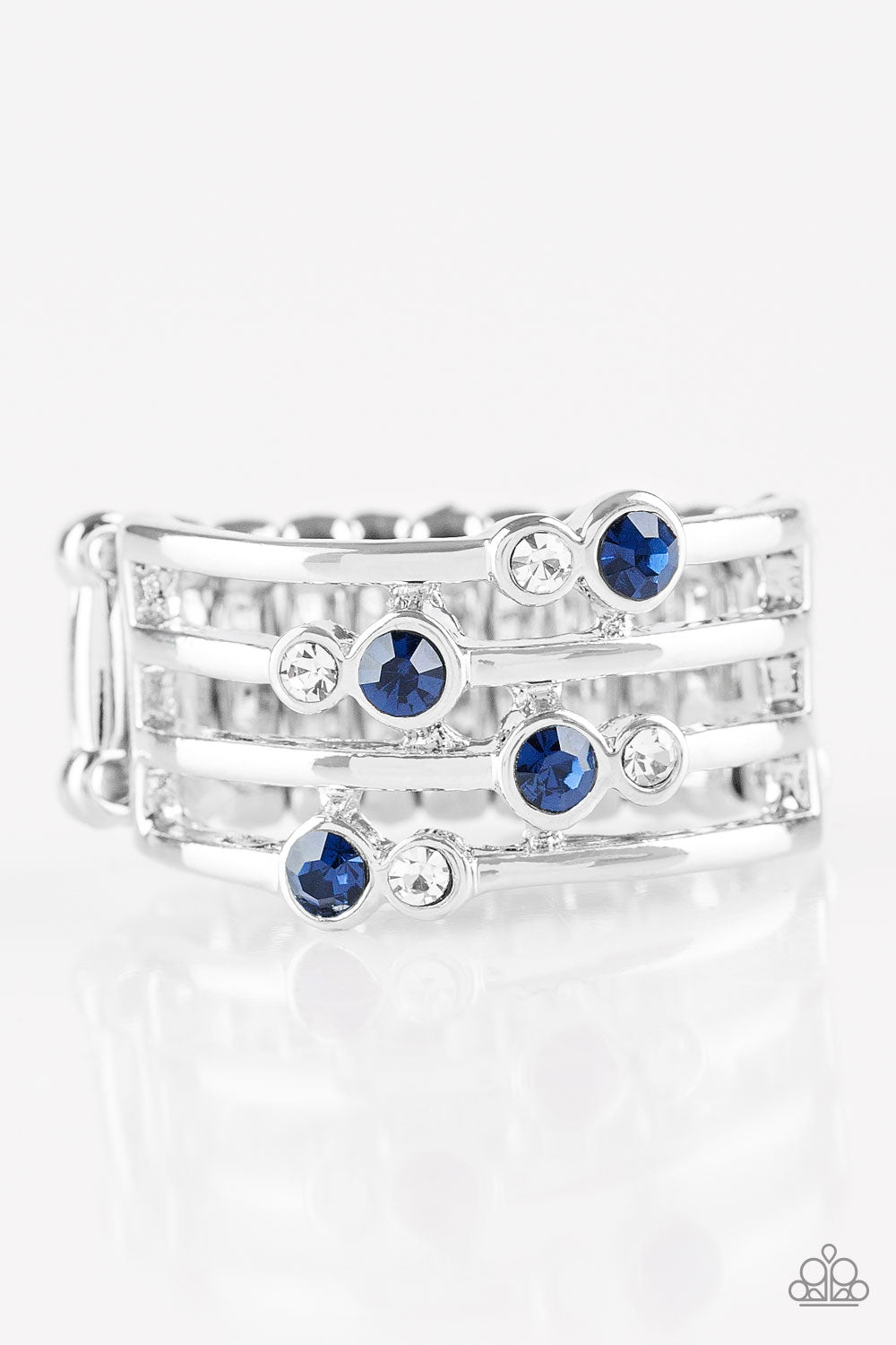 Sparkle Showdown - Blue Rhinestone Ring Paparazzi