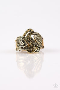 Fire and Ice - Brass Rhinestone Ring Paparazzi