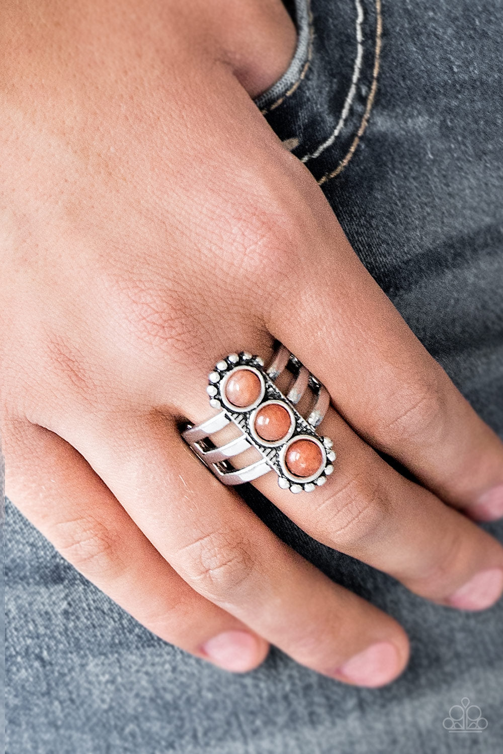 Rio Trio - Orange Moonstone Ring Paparazzi