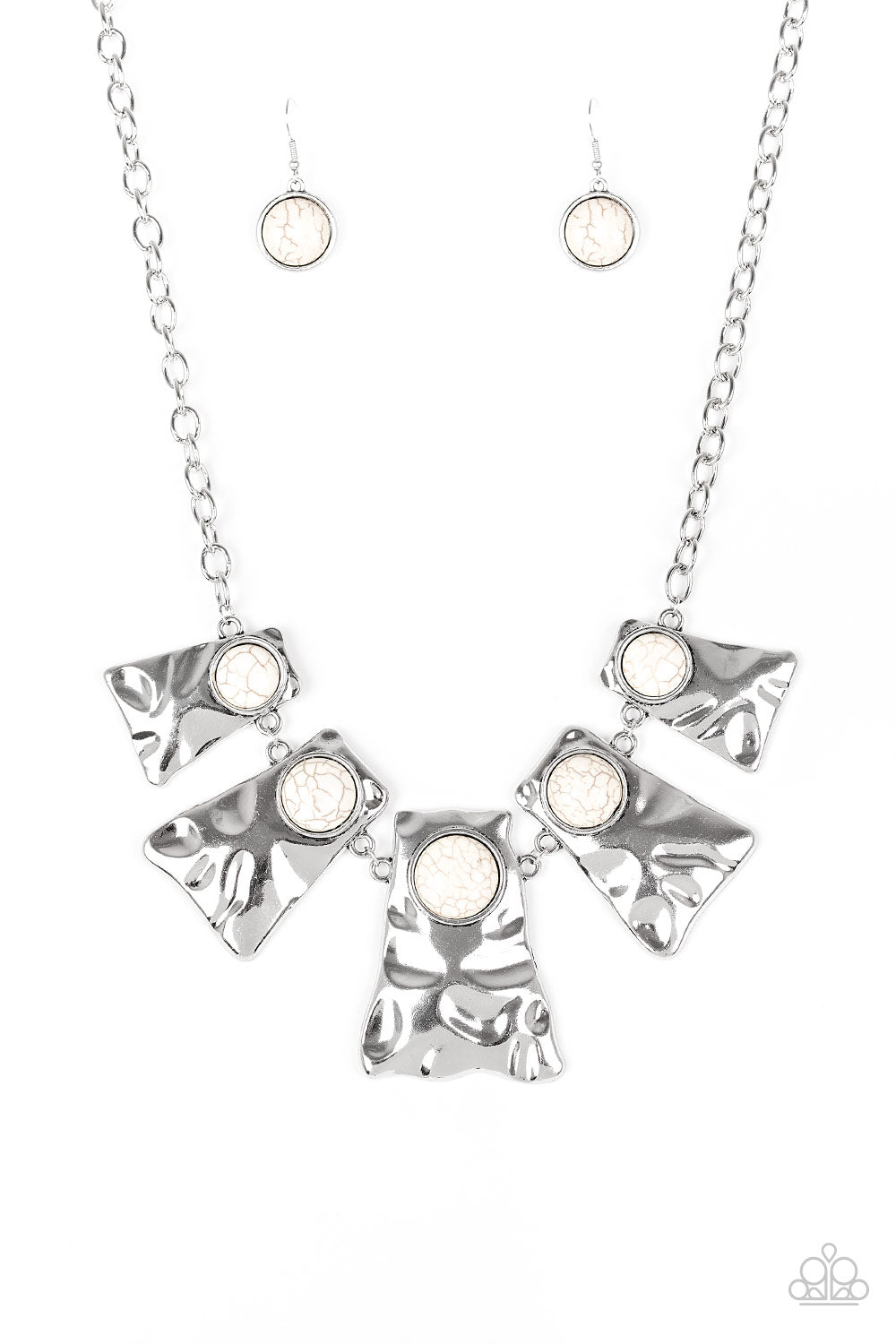 Cougar - White Stone Silver Necklace Paparazzi