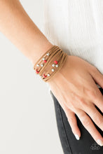 Load image into Gallery viewer, Colorfully Coachella - Red Stone Leather Bracelet Paparazzi
