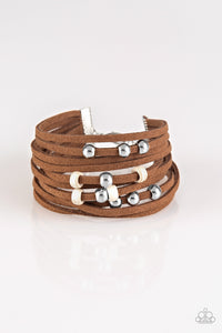 Colorfully Coachella - White Stone Leather Bracelet Paparazzi