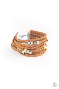 Colorfully Coachella - Yellow Stone Leather Bracelet Paparazzi