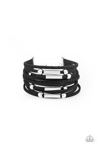 Back To BACKPACKER - Black Leather Bracelet Paparazzi