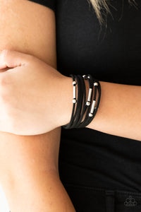 Back To BACKPACKER - Black Leather Bracelet Paparazzi