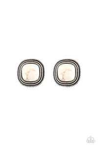 FRONTIER-Runner - White Stone Earring Paparazzi