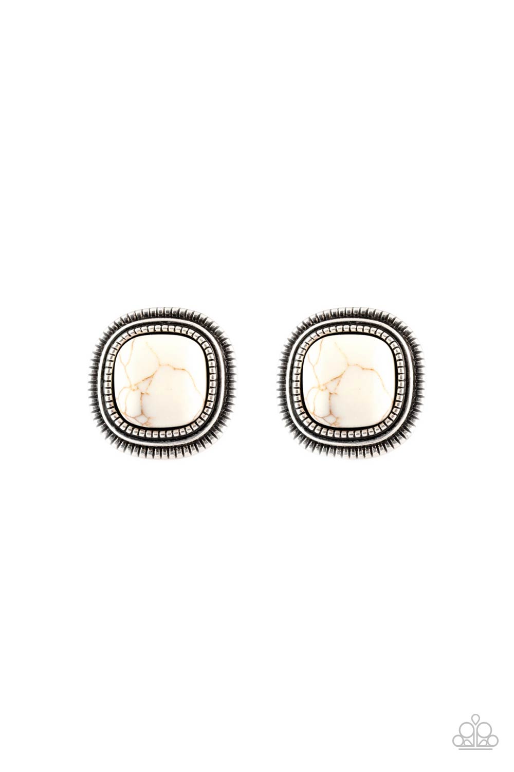 FRONTIER-Runner - White Stone Earring Paparazzi