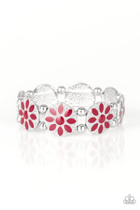 Dancing Dahlias - Red Floral Bracelet Paparazzi