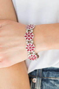 Dancing Dahlias - Red Floral Bracelet Paparazzi