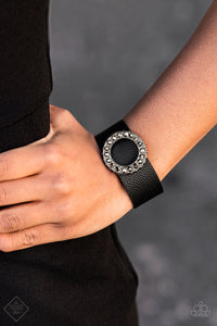 Rebel Razzle- Black Leather Bracelet Paparazzi