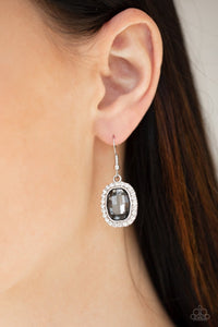 THE MODERN MONROE - SILVER SMOKY GEM EARRINGS - PAPARAZZI