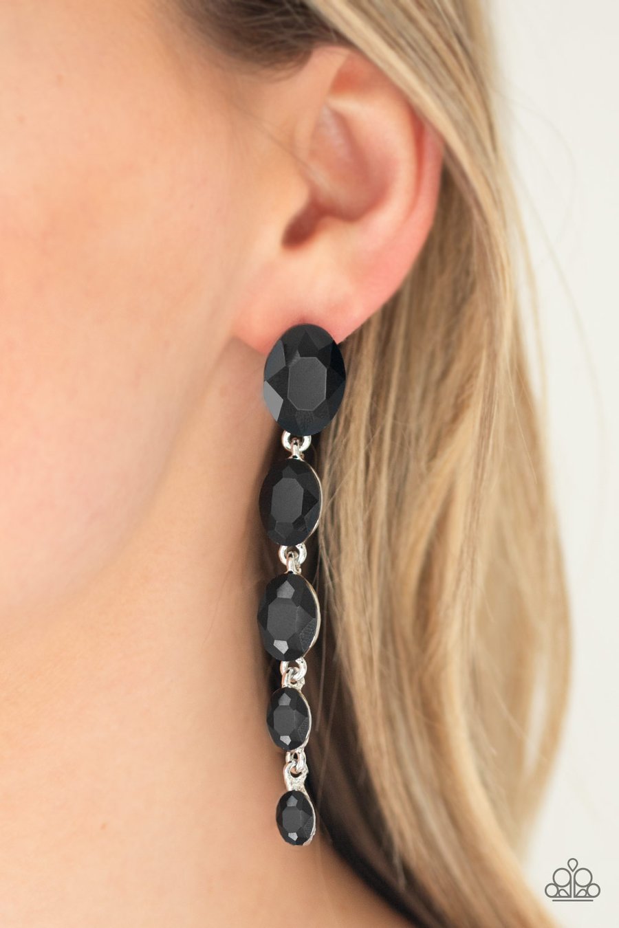 Red Carpet Radiance Black Rhinestone Earrings - Paparazzi