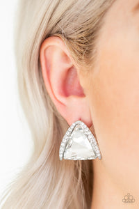 Paparazzi Exalted Elegance - White Rhinestone Earring