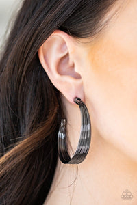 Live Wire - Black Hoop Earring Paparazzi