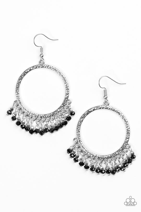 Paparazzi Tambourine Tango - Black Earrings