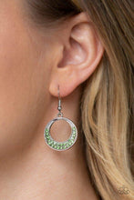 Load image into Gallery viewer, Paparazzi Socialite Luster - Black Rhinestones - Silver Hoop Earrings
