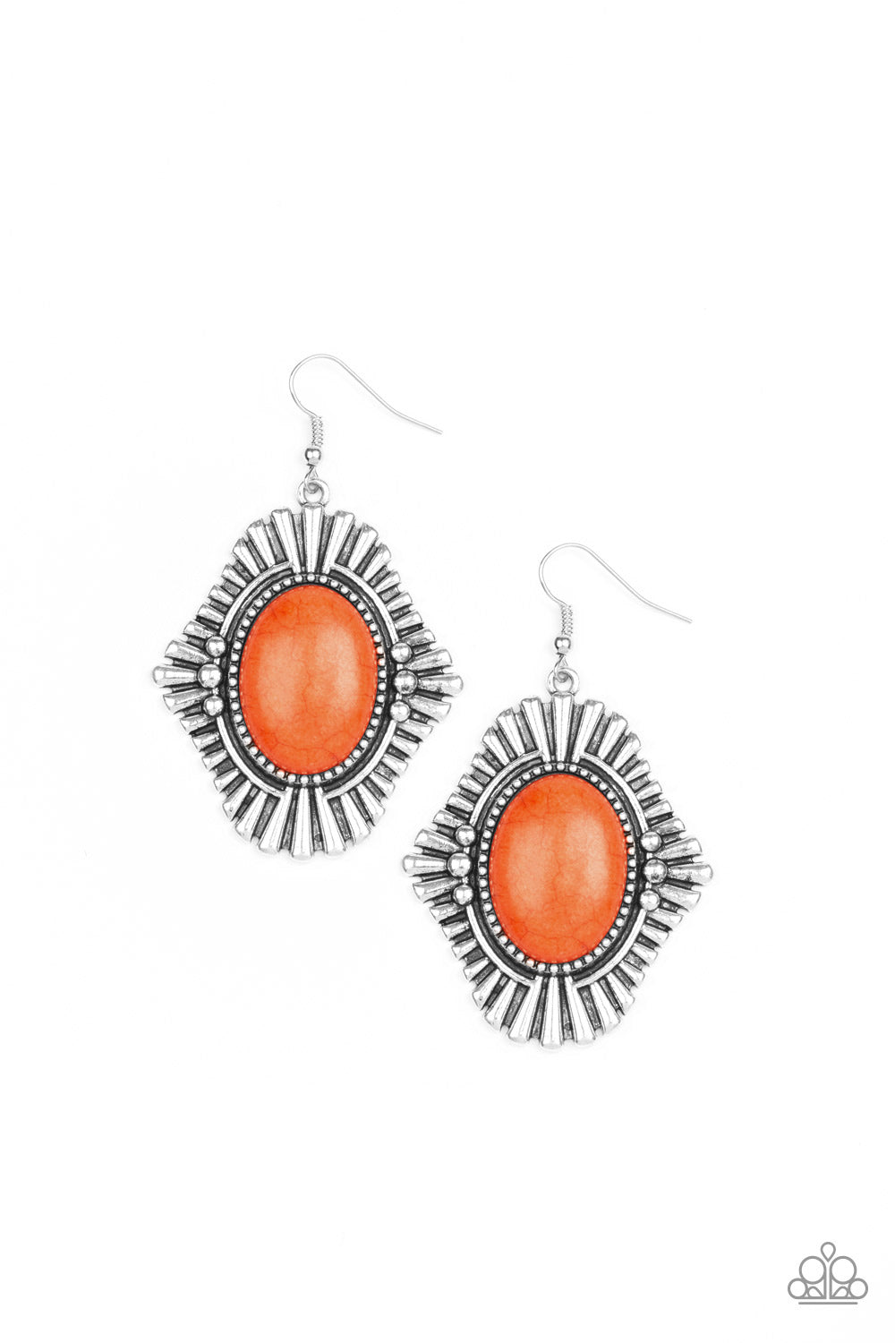 Easy As PIONEER Orange Stone Earring Paparazzi