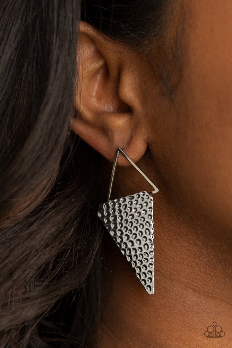 HAVE A BITE - SILVER TRIANGULAR  EARRING - PAPARAZZI