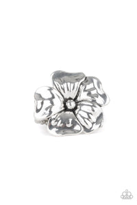 Tropical Gardens - Silver Flower Ring Paparazzi