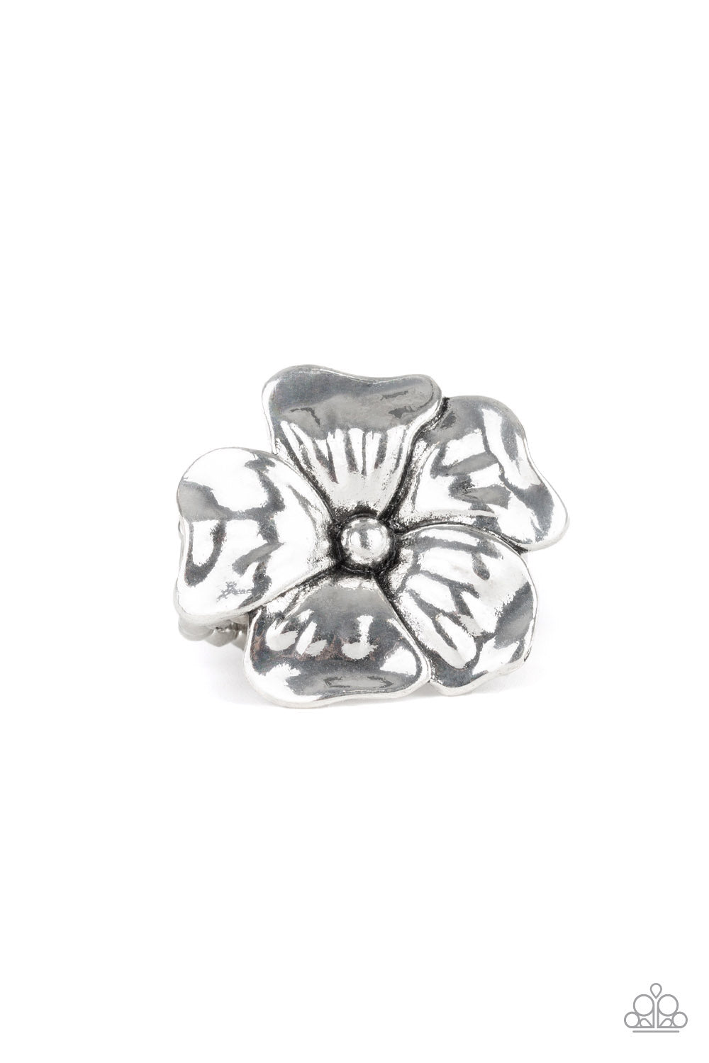Tropical Gardens - Silver Flower Ring Paparazzi