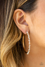 Load image into Gallery viewer, A Sweeping Success - Gold Pearl Hoop Earring Paparazzi
