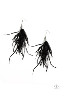 Showstopping Showgirl - Black Feather Earring Paparazzi