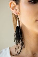 Load image into Gallery viewer, Showstopping Showgirl - Black Feather Earring Paparazzi
