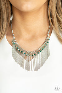 Divinely Diva - Green Tassel Necklace Paparazzi