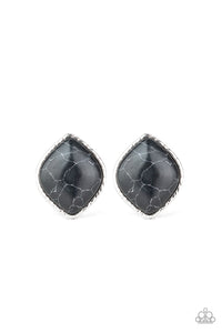 Marble Marvel - Black Post Earring Paparazzi