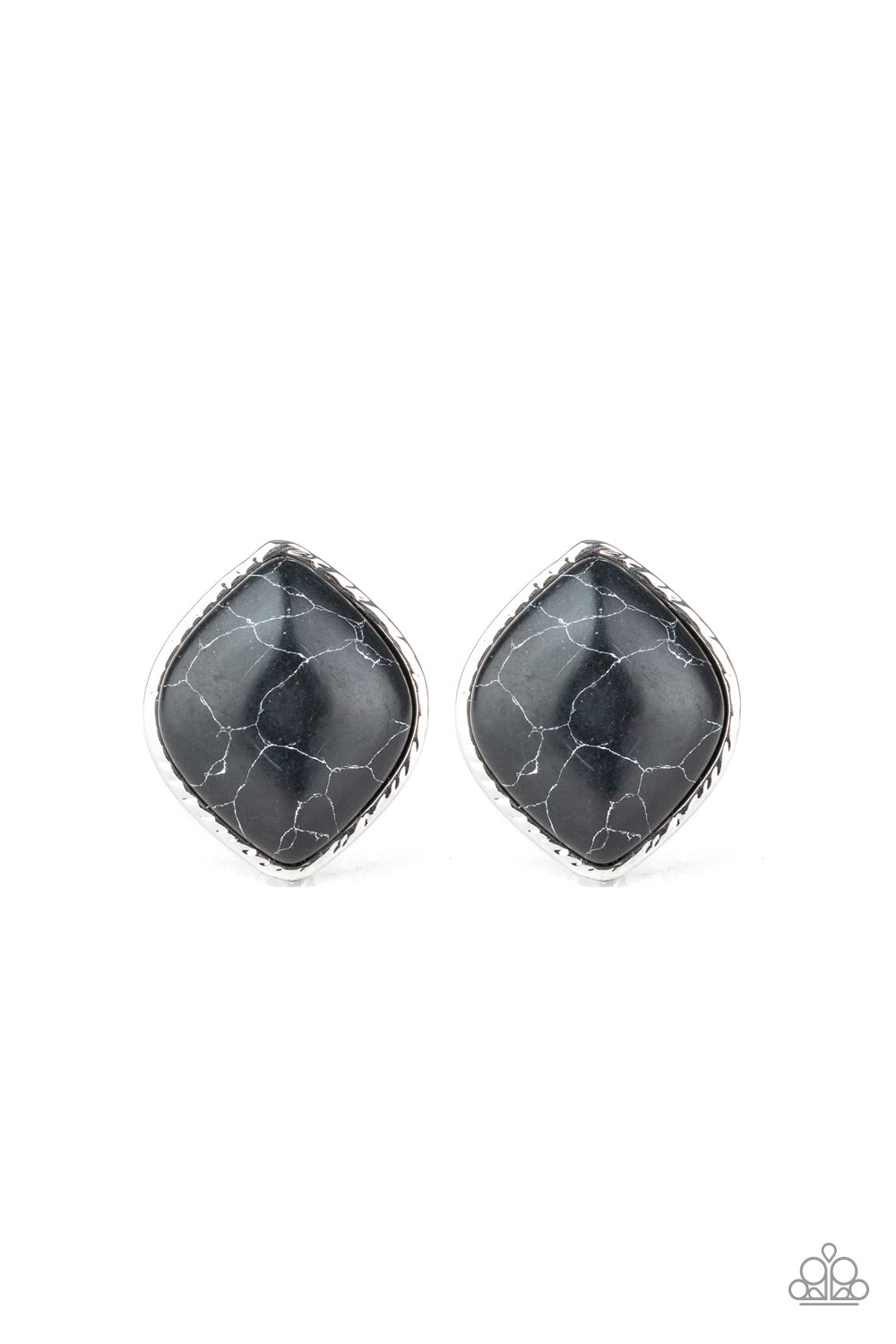 Marble Marvel - Black Post Earring Paparazzi