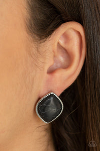 Marble Marvel - Black Post Earring Paparazzi