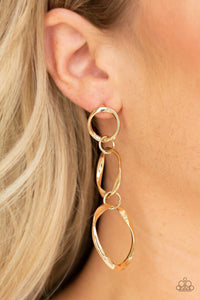 Paparazzi Earring ~ Three Ring Radiance - Gold