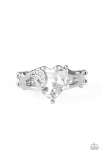 Romantic Reverie - White Rhinestone Ring Paparazzi