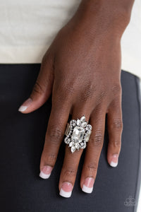 Paparazzi Things That Go Boom! - White Rhinestone Ring