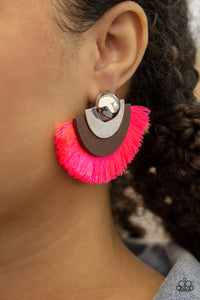 Fan The FLAMBOYANCE - Pink Earring Paparazzi