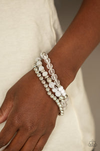 Sugary Shimmer - White Bracelet Paparazzi