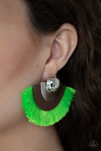 Load image into Gallery viewer, Fan The FLAMBOYANCE - Green Fringe Earring Paparazzi
